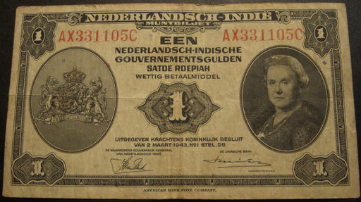 1943 1 Gulden Note - Netherlands Indie