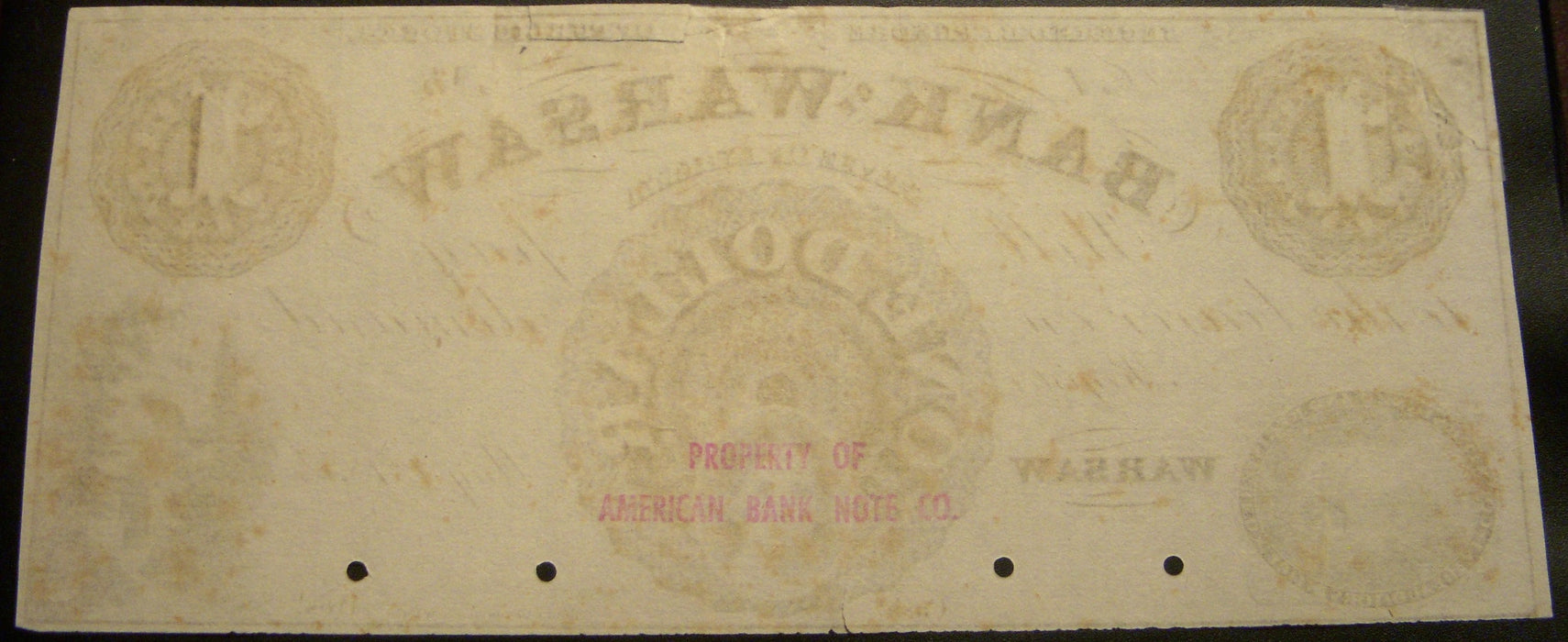 1854 $1 Bank of Warsaw, IN Obsolete Note