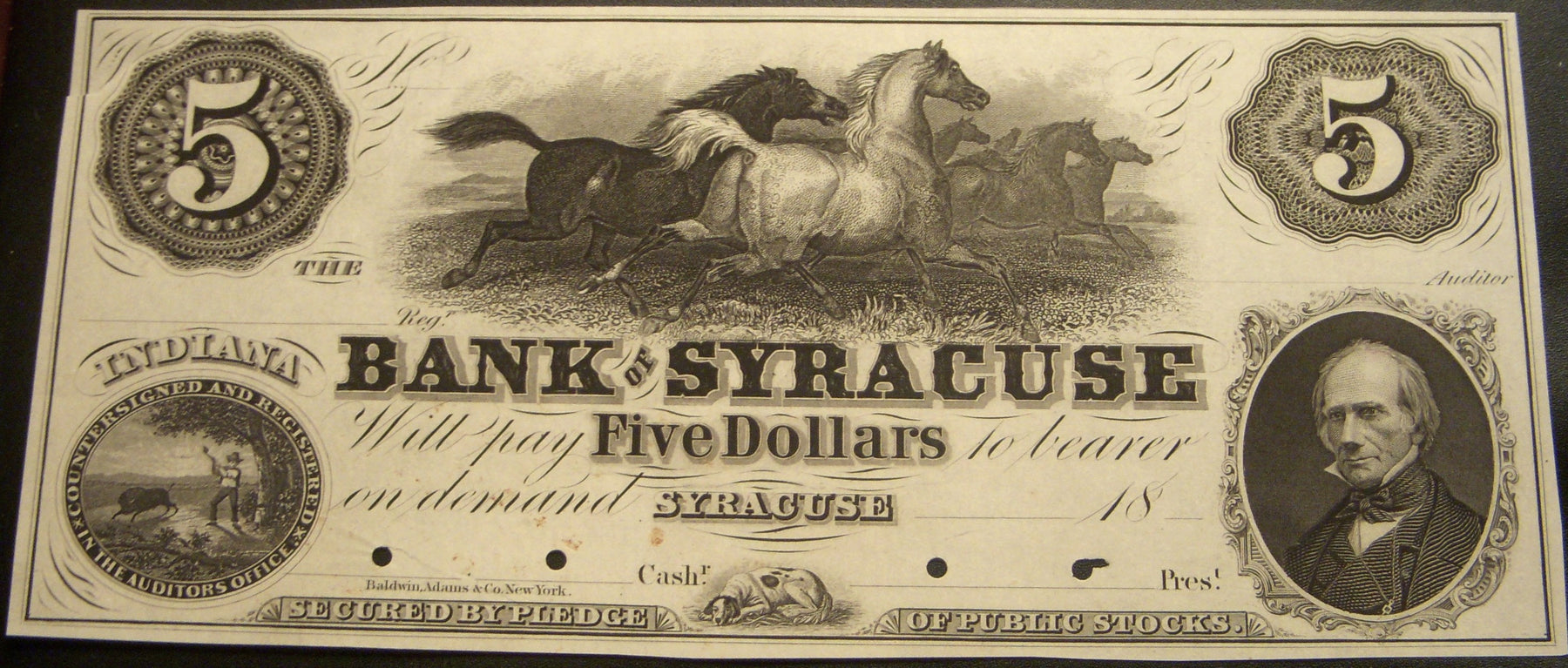 $5 Bank of Syracuse, IN Obsolete Note