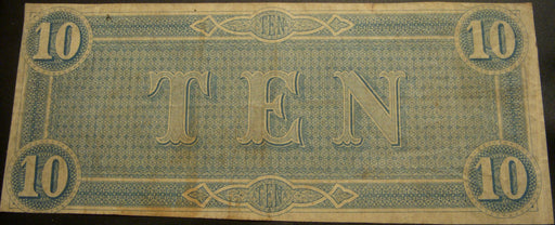 1864 $10 Confederate Note - T-68