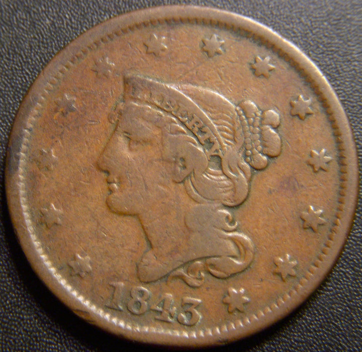 1843 Large Cent - Very Good