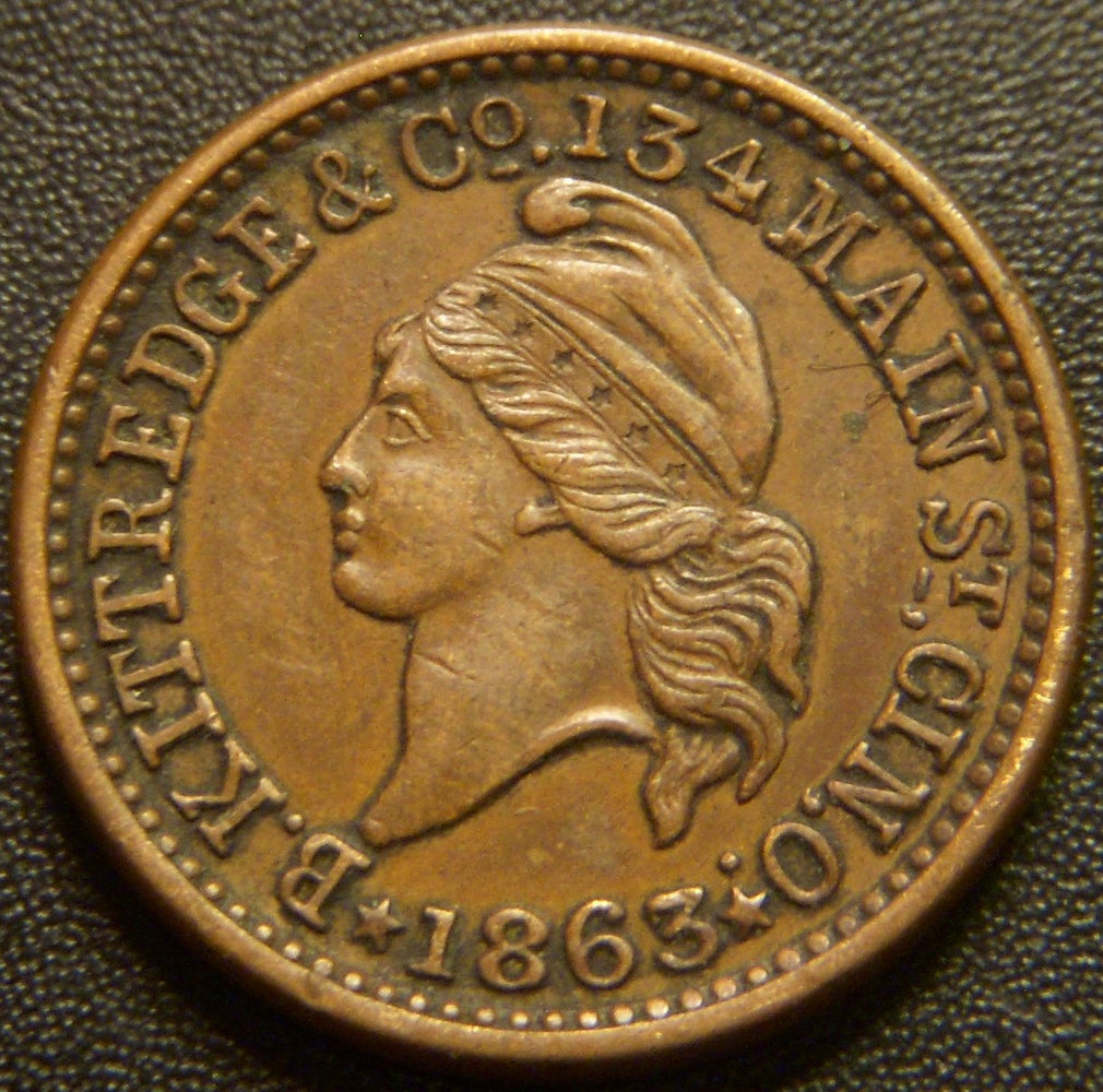 1863 B. Kittredge & Co Cincinnati, OH Guns Pistols Military Civil War Token