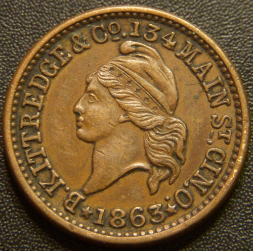 1863 B. Kittredge & Co Cincinnati, OH Guns Pistols Military Civil War Token