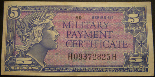 5 Cents Military Payment Certificate - Series 611