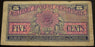 5 Cents Military Payment Certificate - Series 611