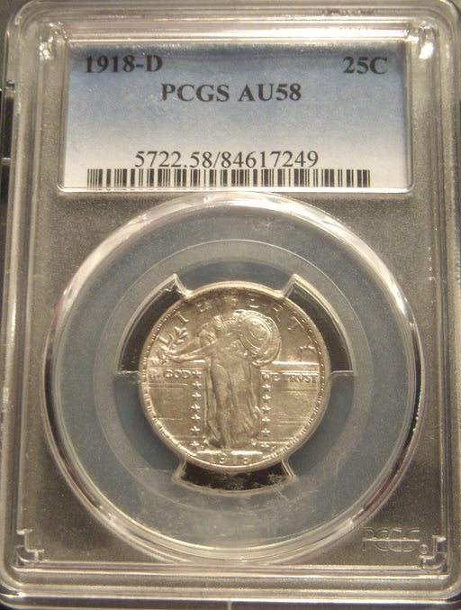 1918-D Standing Quarter - PCGS AU58