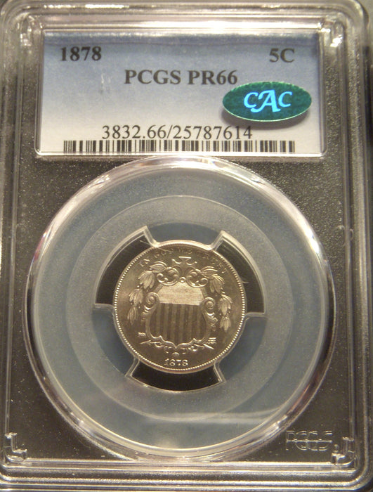 1878 Shield Nickel - PCGS PR66 CAC
