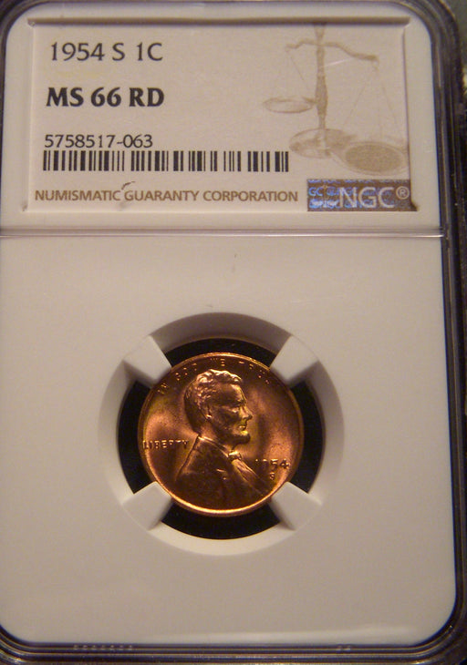 1954-S Lincoln Cent - NGC MS 66 RD