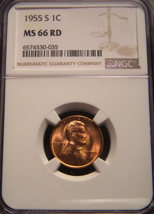 1955-S Lincoln Cent - NGC MS 66 RD