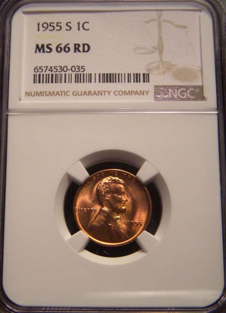 1955-S Lincoln Cent - NGC MS 66 RD