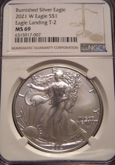 2021-W Silver Eagle - Type 2 NGC MS 69 Burnished