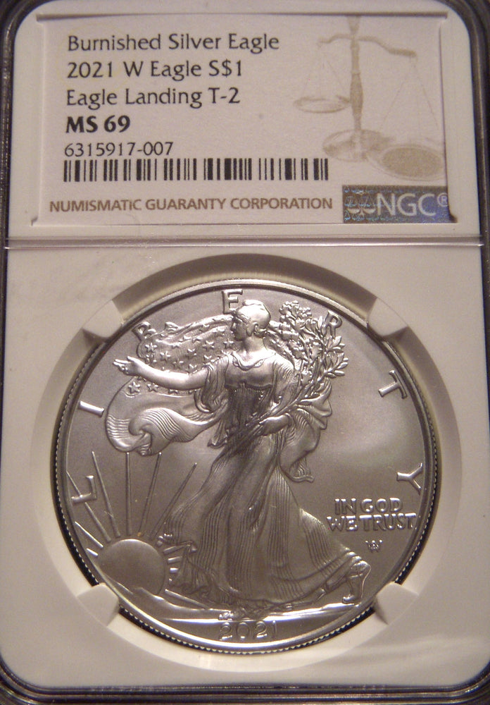 2021-W Silver Eagle - Type 2 NGC MS 69 Burnished