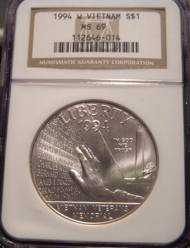 1994-W Vietnam Memorial Silver Dollar - NGC MS69