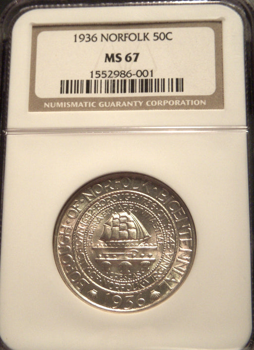 1936 Norfolk Commemorative Half Dollar - NGC MS67