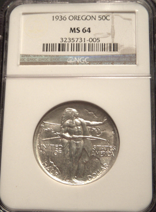 1936 Oregon Commemorative Half Dollar - NGC MS64