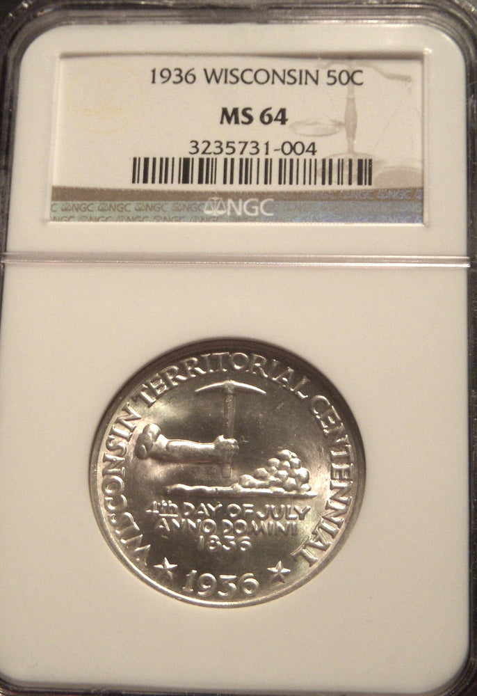 1936 Wisconsin Commemorative Half Dollar - NGC MS64