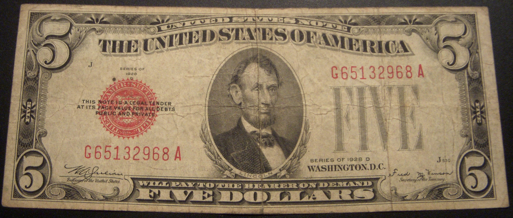1928D $5 United States Note - FR# 1529