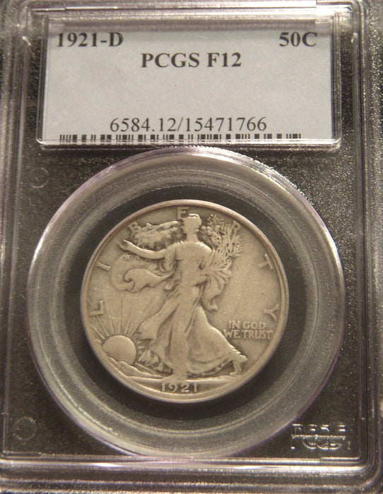 1921-D Walking Half Dollar - PCGS F12