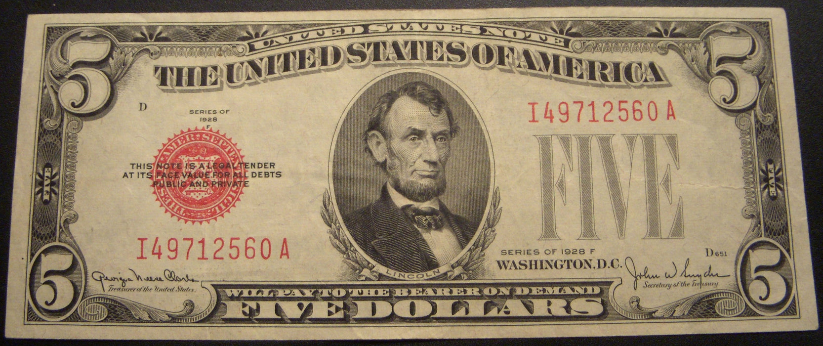 1928F $5 United States Note - FR# 1531