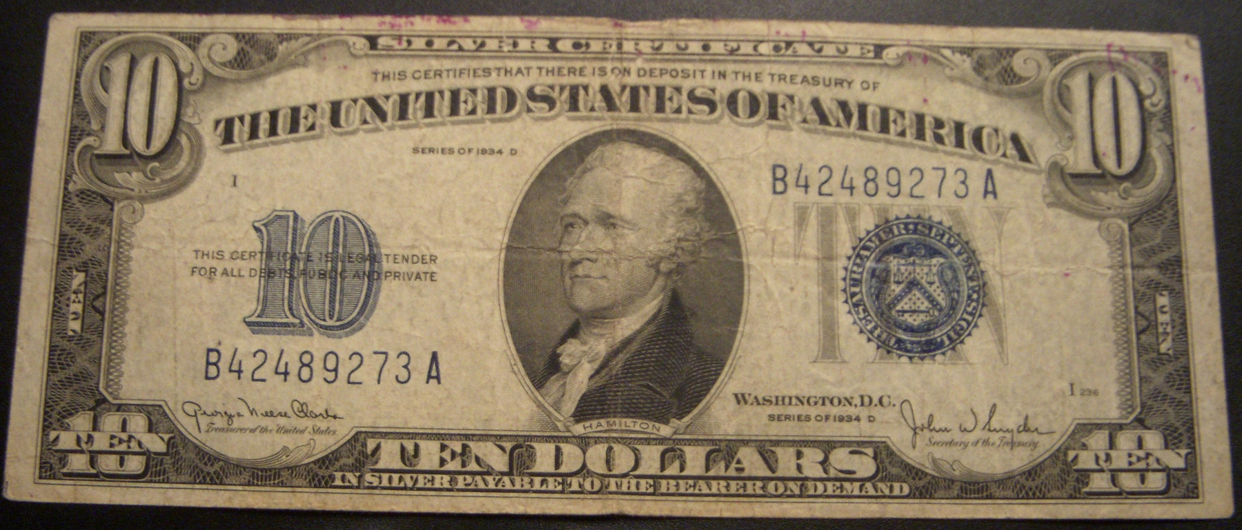 1934D $10 Silver Certificate - FR# 1705