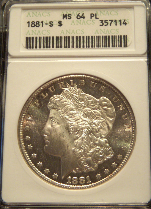 1881-S Morgan Dollar - ANACS MS 64 PL
