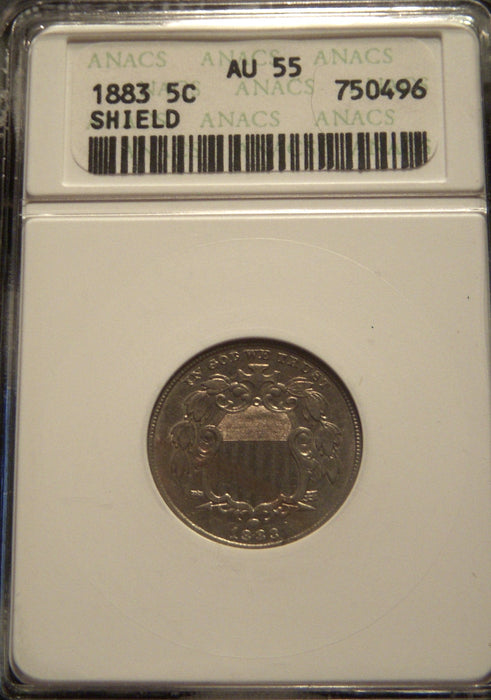 1883 Shield Nickel - ANACS AU 55