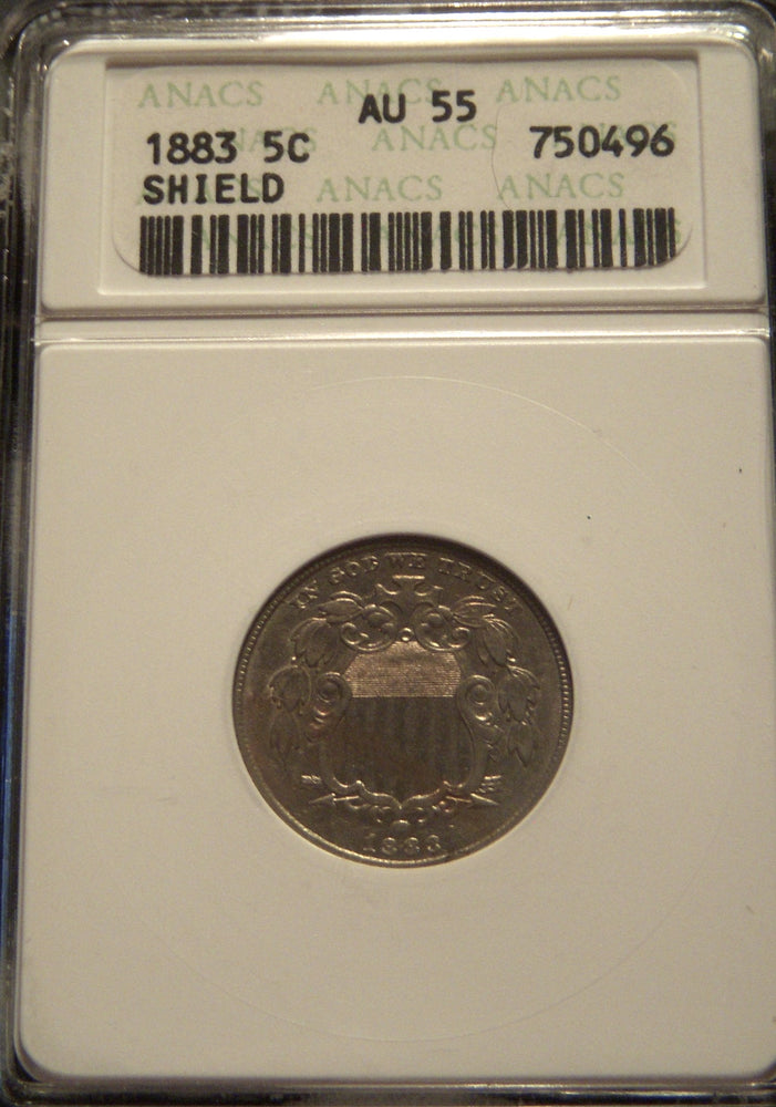 1883 Shield Nickel - ANACS AU 55