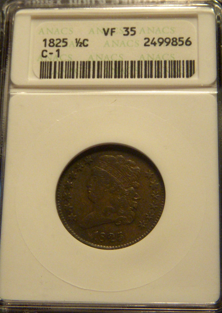 1825 Half Cent - ANACS VF 35 C-1