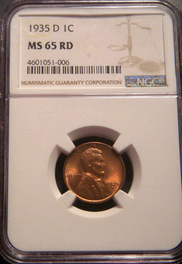 1935-D Lincoln Cent - NGC MS 65 RD