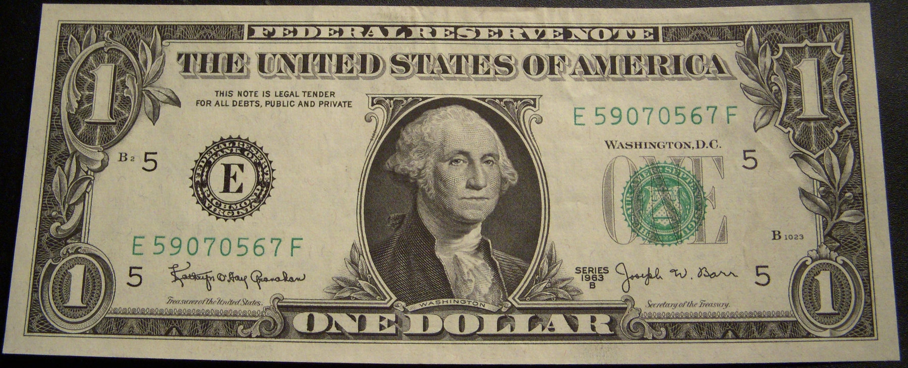 1963B (E) $1 Federal Reserve Note - FR# 1902E