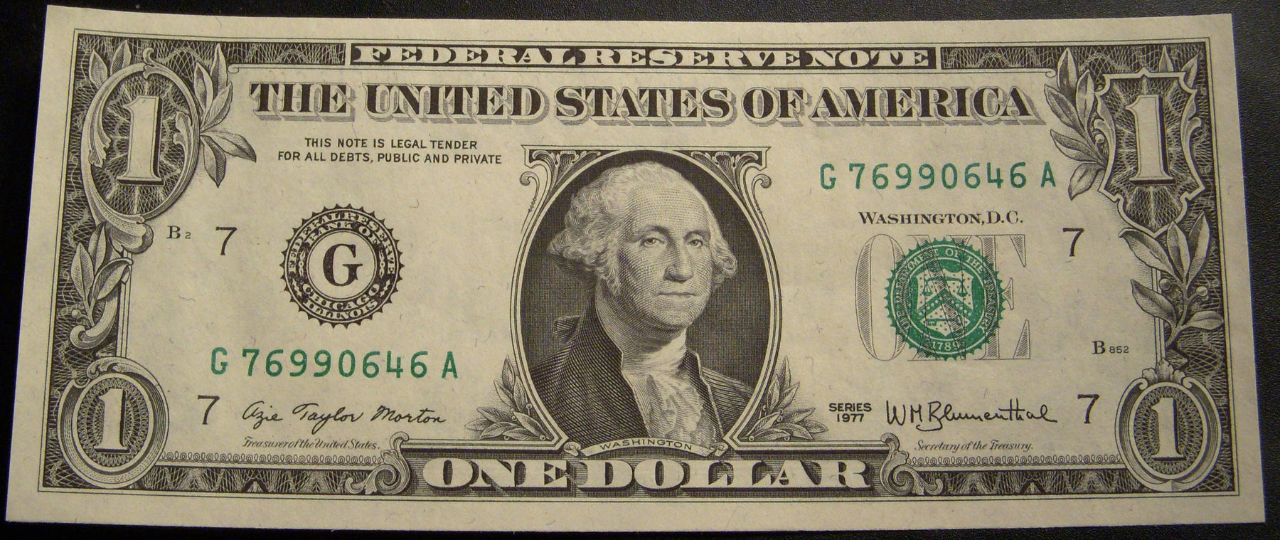 1977 (G) $1 Federal Reserve Note - FR# 1909G