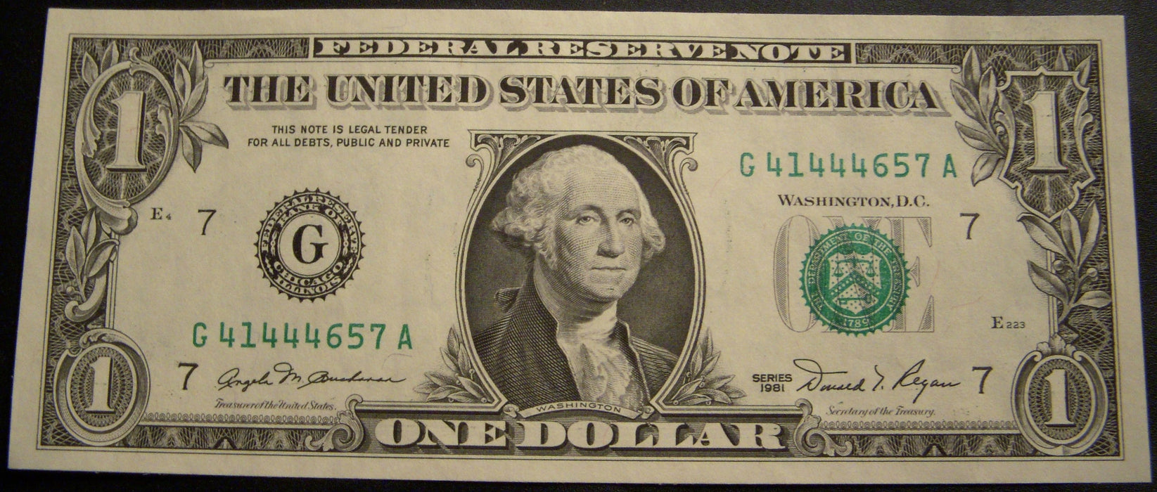 1981 (G) $1 Federal Reserve Note - FR# 1911G