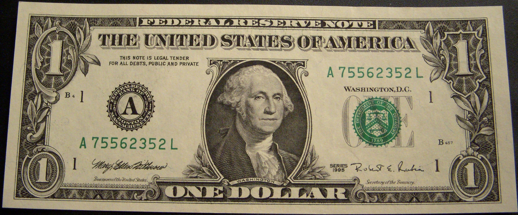 1995 (A) $1 Federal Reserve Note - FR# 1921A