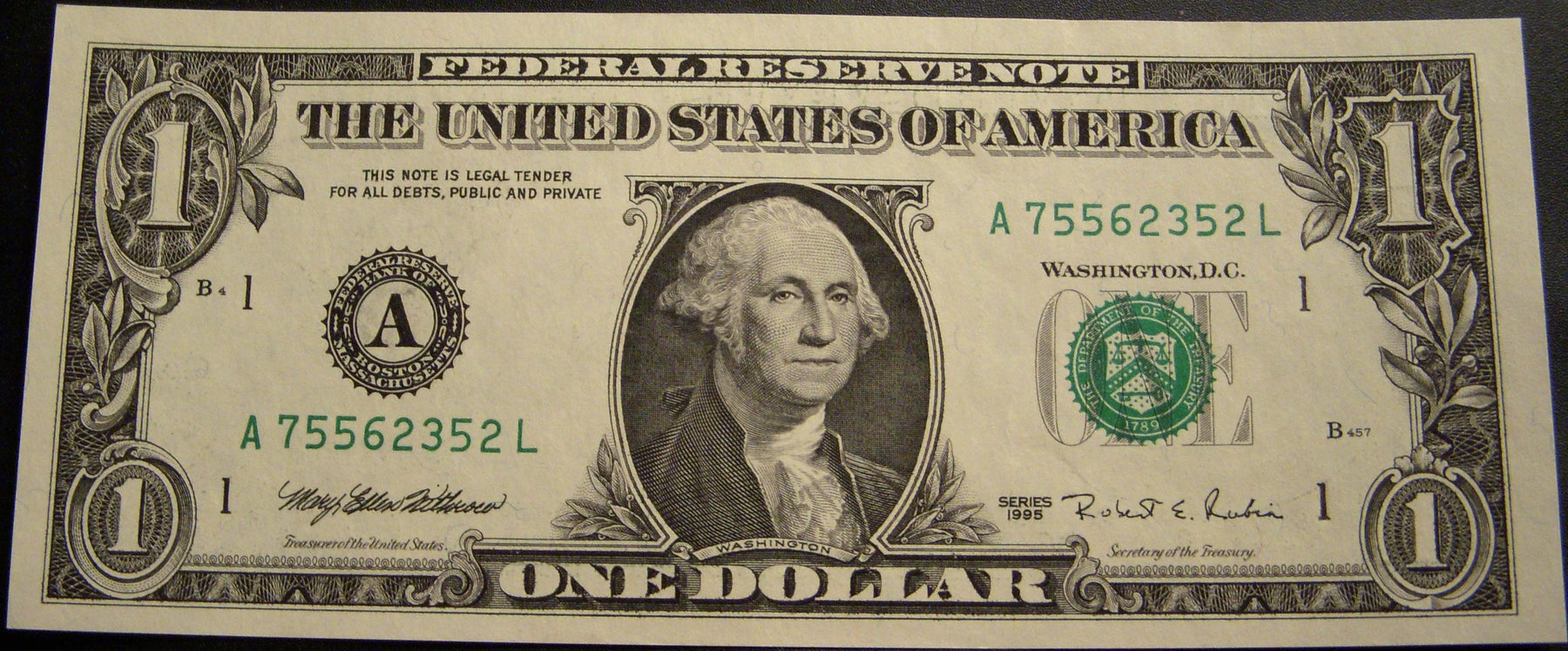 1995 (A) $1 Federal Reserve Note - FR# 1921A