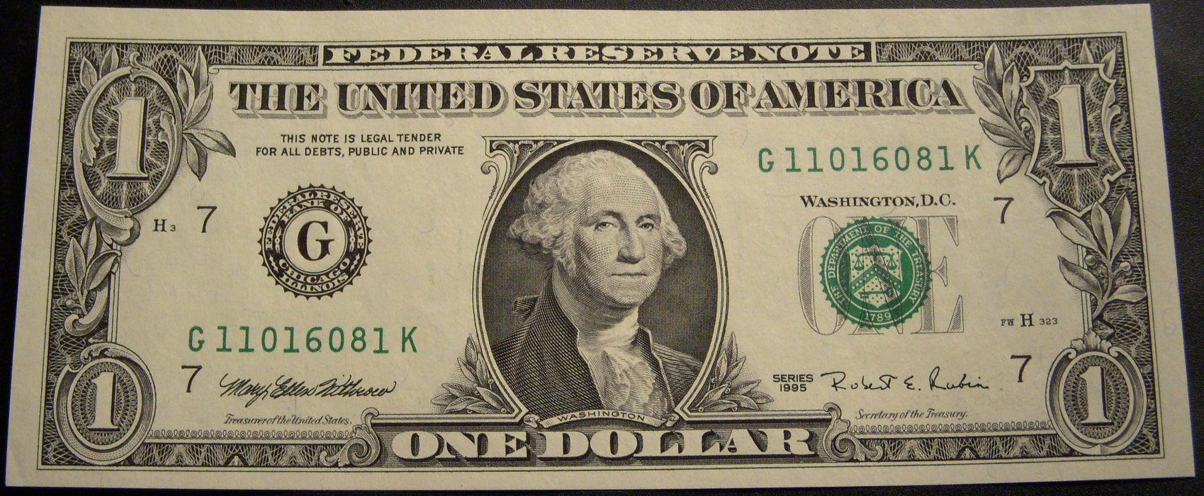 1995 (G) $1 Federal Reserve Note - FR# 1921G