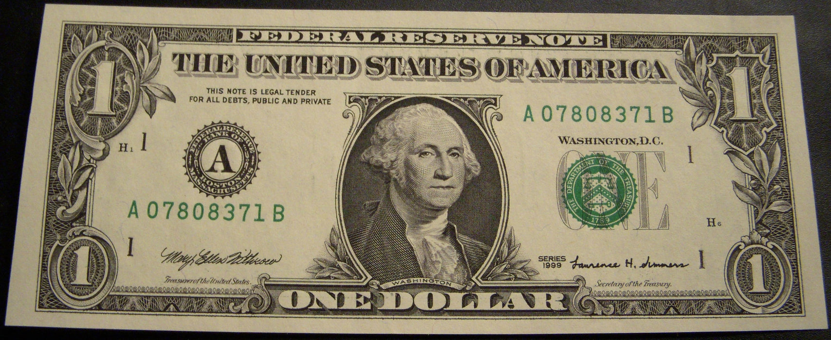 1999 (A) $1 Federal Reserve Note - FR# 1924A