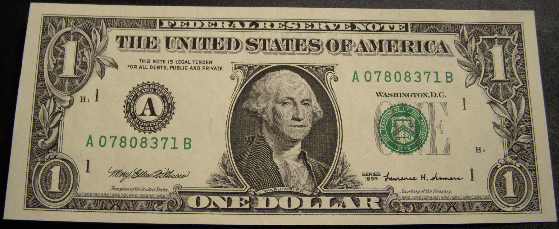 1999 (A) $1 Federal Reserve Note - FR# 1924A