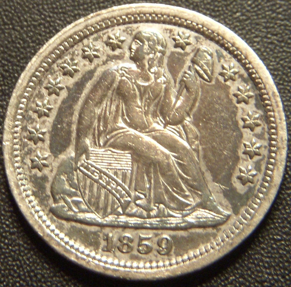 1859 Seated Dime - AU