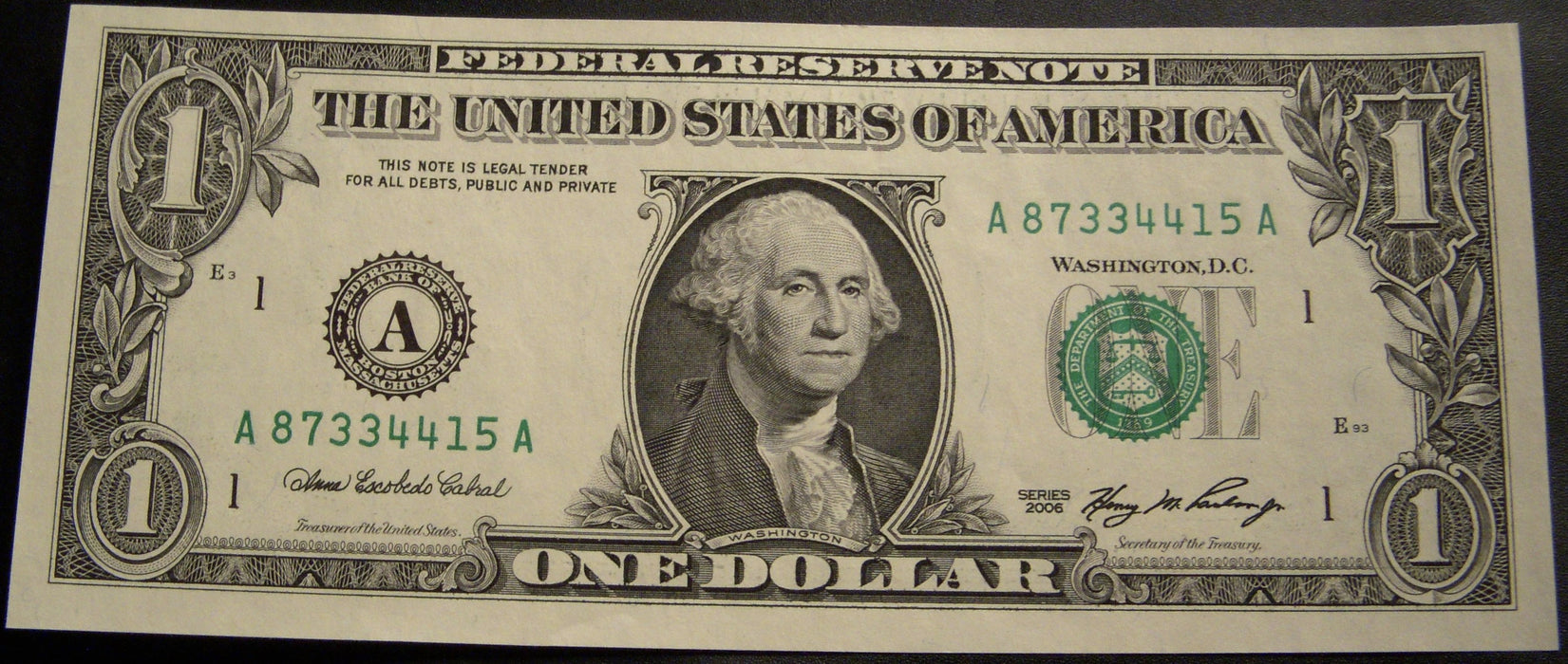 2006 (A) $1 Federal Reserve Note - Uncirculated