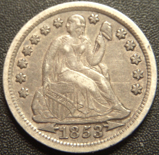 1853 Seated Dime - Arrows Extra Fine