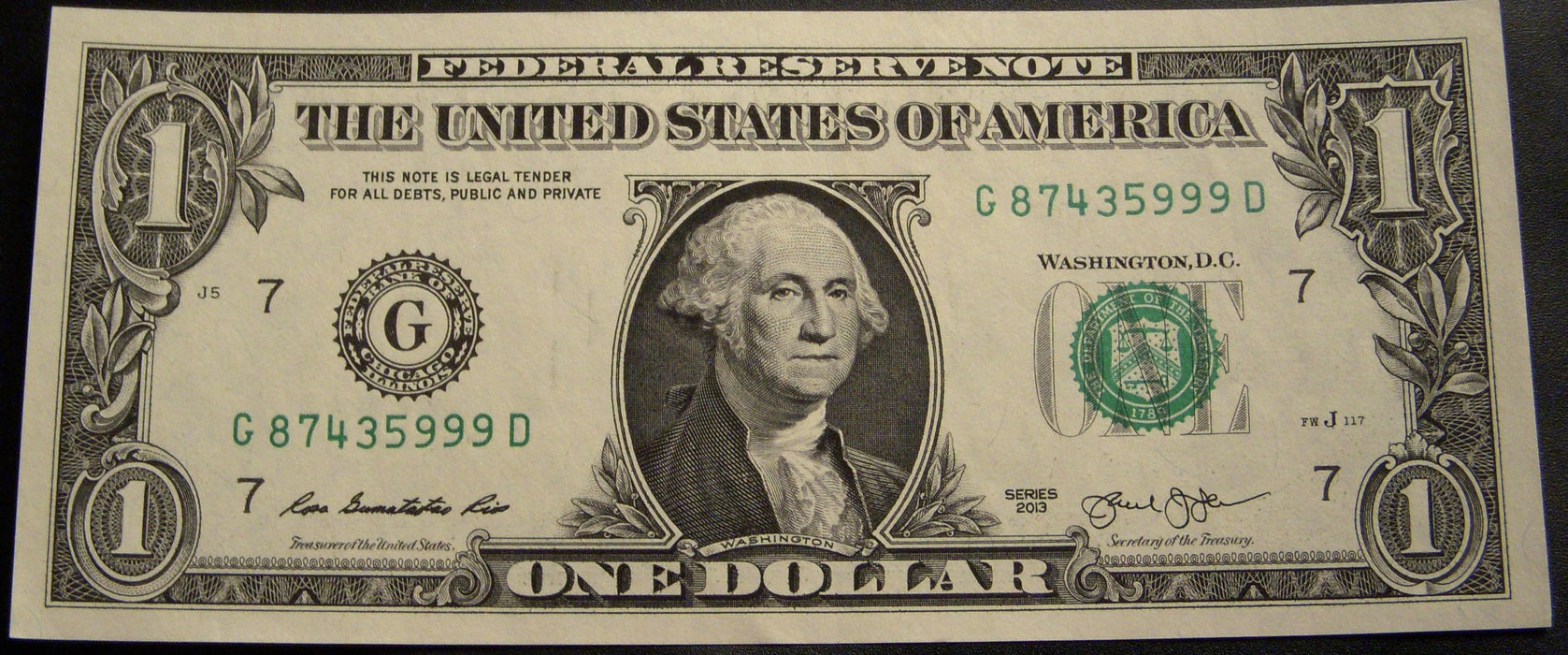 2013 (G) $1 Federal Reserve Note - Uncirculated