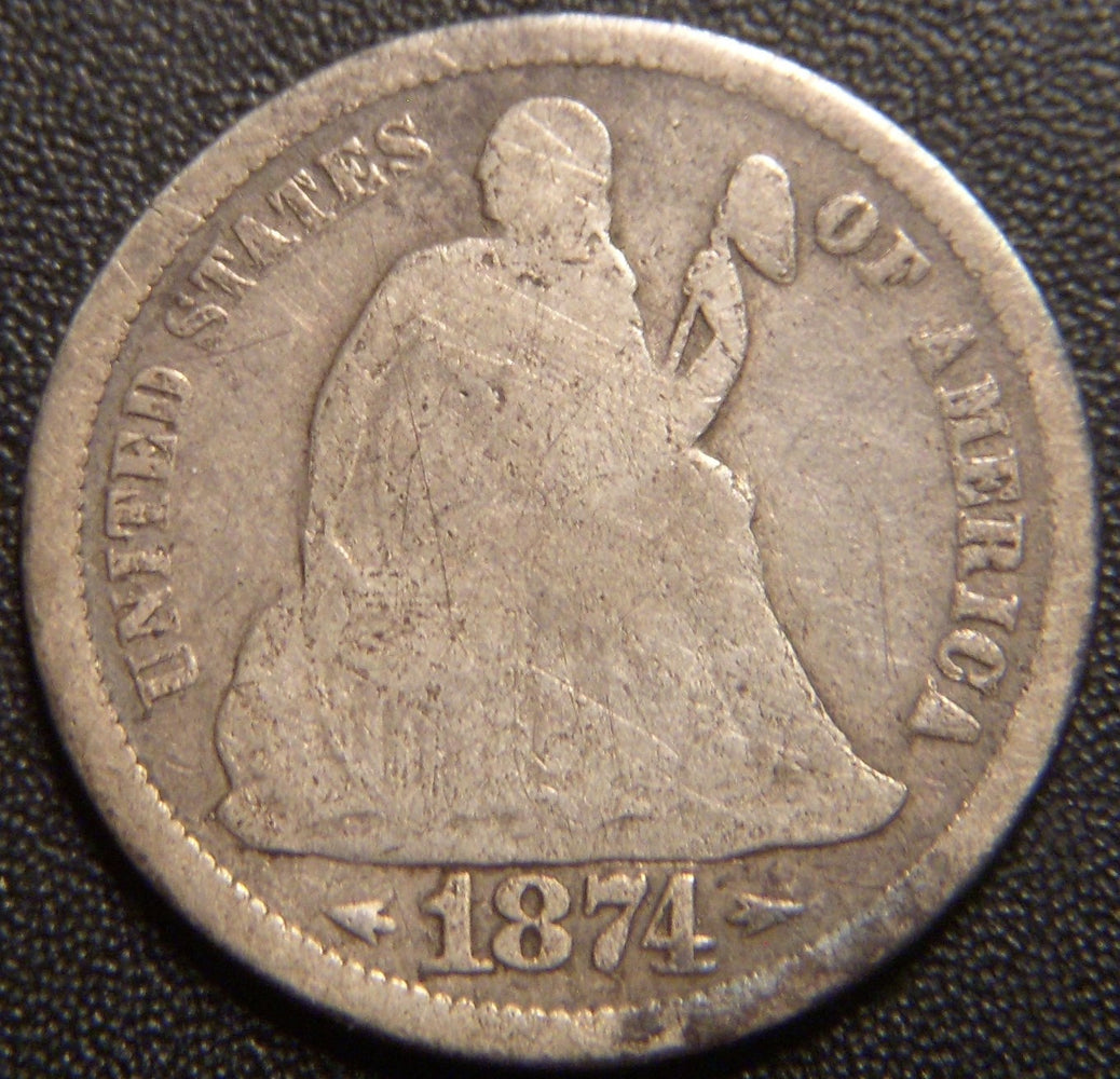 1874 Seated Dime - Good