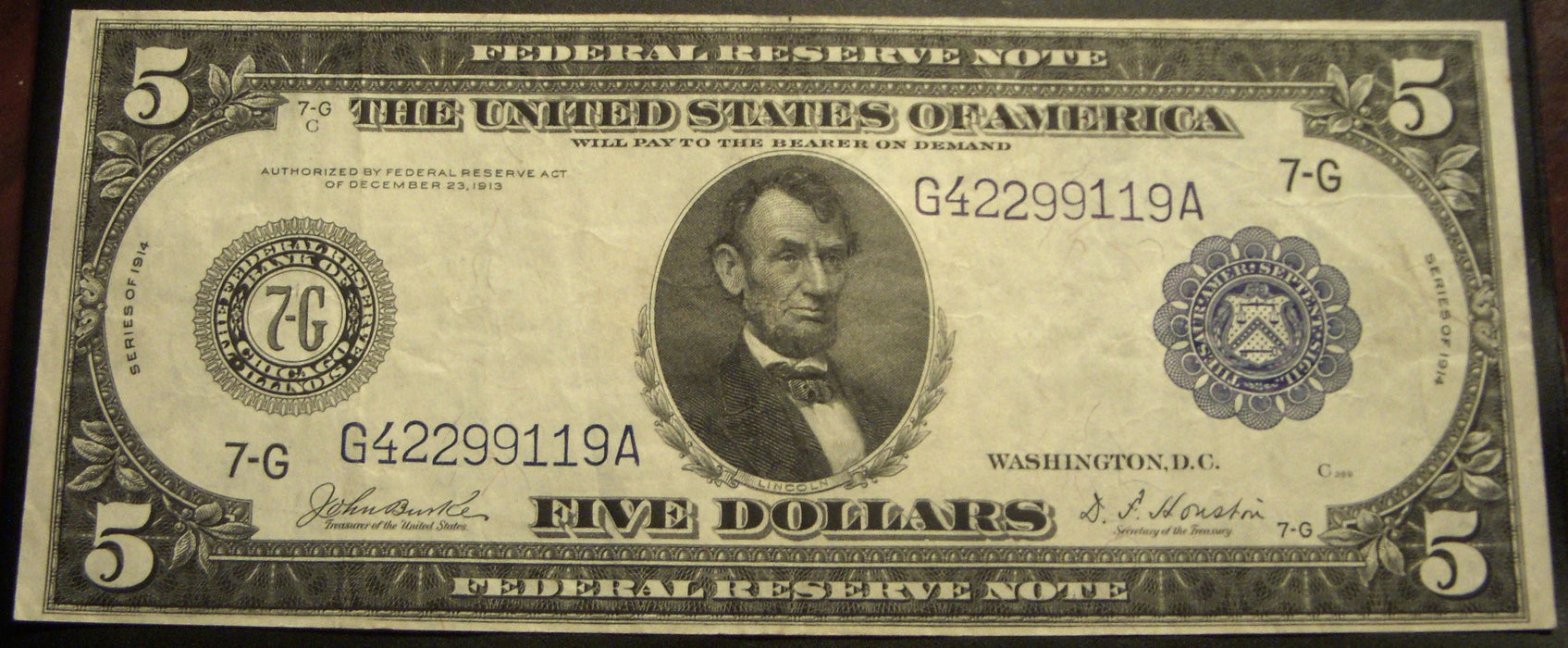 1914 7-G $5 Federal Reserve Note - FR# 870