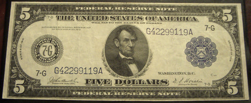 1914 7-G $5 Federal Reserve Note - FR# 870