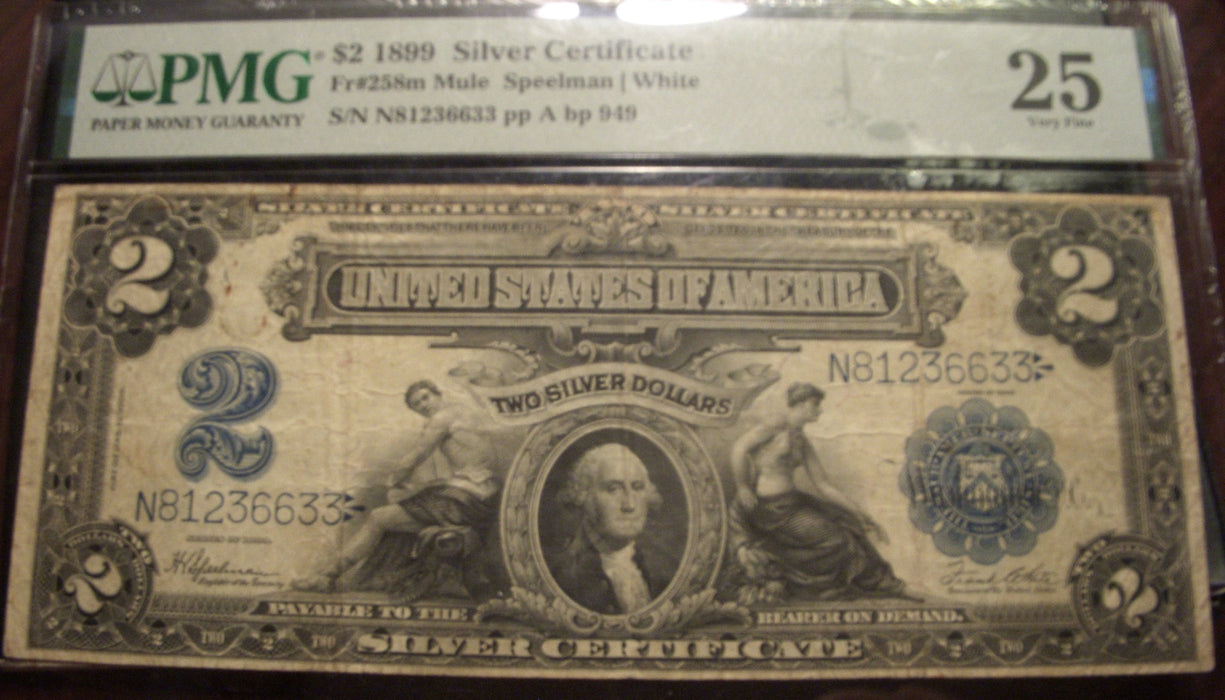 1899 $2 Silver Certificate - FR# 258m PMG VF 25
