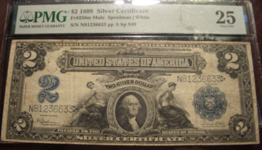 1899 $2 Silver Certificate - FR# 258m PMG VF 25