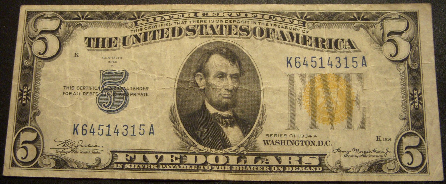 1934A North Africa $5 Silver Certificate - FR# 2307