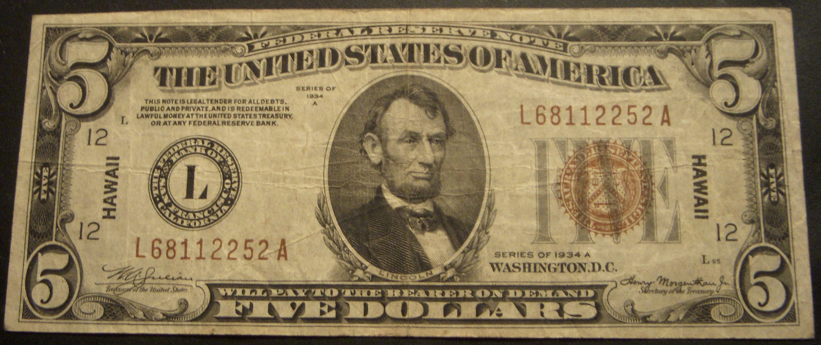 1934A Hawaii $5 Silver Certificate - FR# 2302