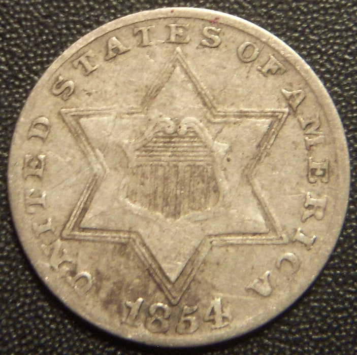 1854 Silver Three Cent - Fine