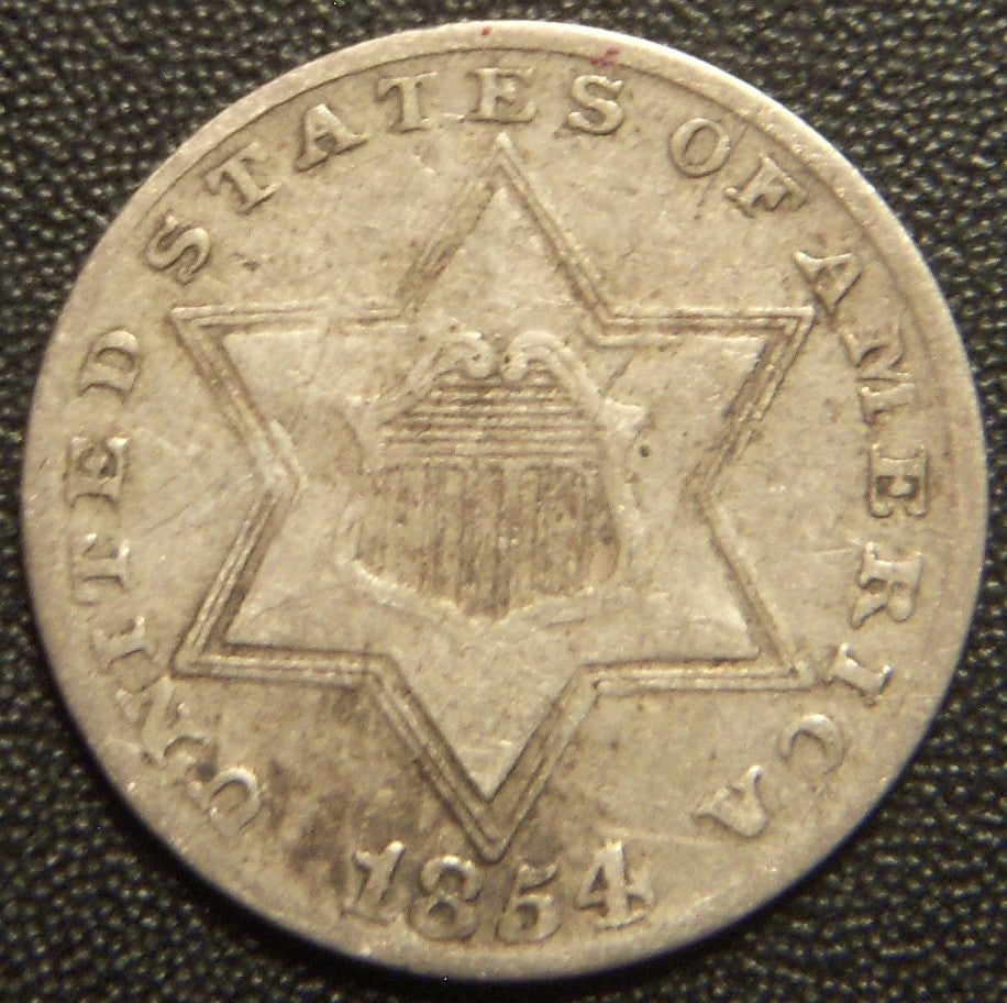 1854 Silver Three Cent - Fine